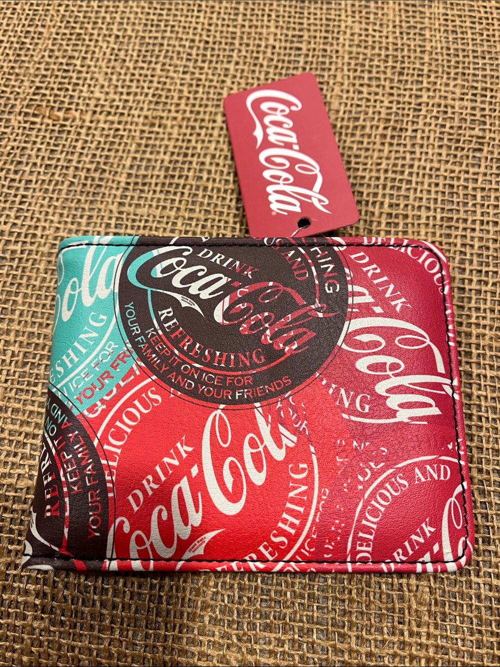 Coca Cola Red & Teal Logo Card Wallet Case